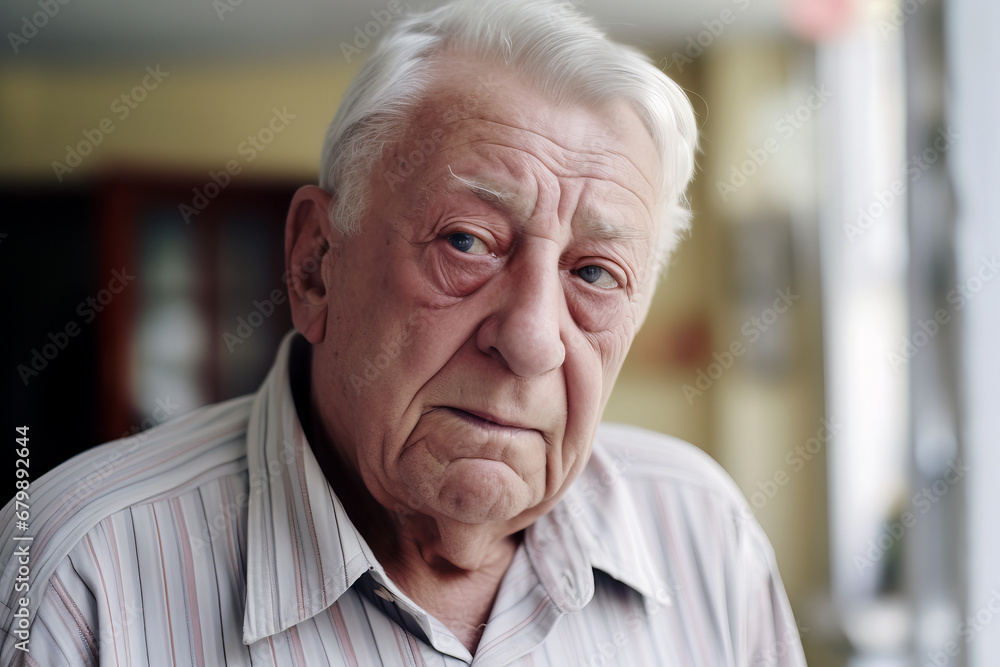 An Aging Mind: The Worried Expression of an Elderly Man Battling Alzheimer's Disease An Aging Mind: The Worried Expression of an Elderly Man Battling Alzheimer's Disease