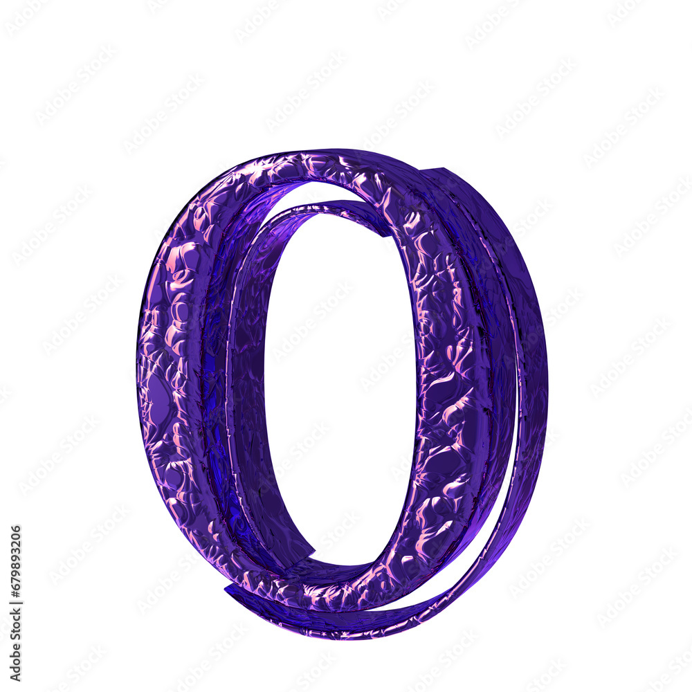 Fluted dark purple symbol. right side view. letter o Fluted dark purple symbol. right side view. letter o