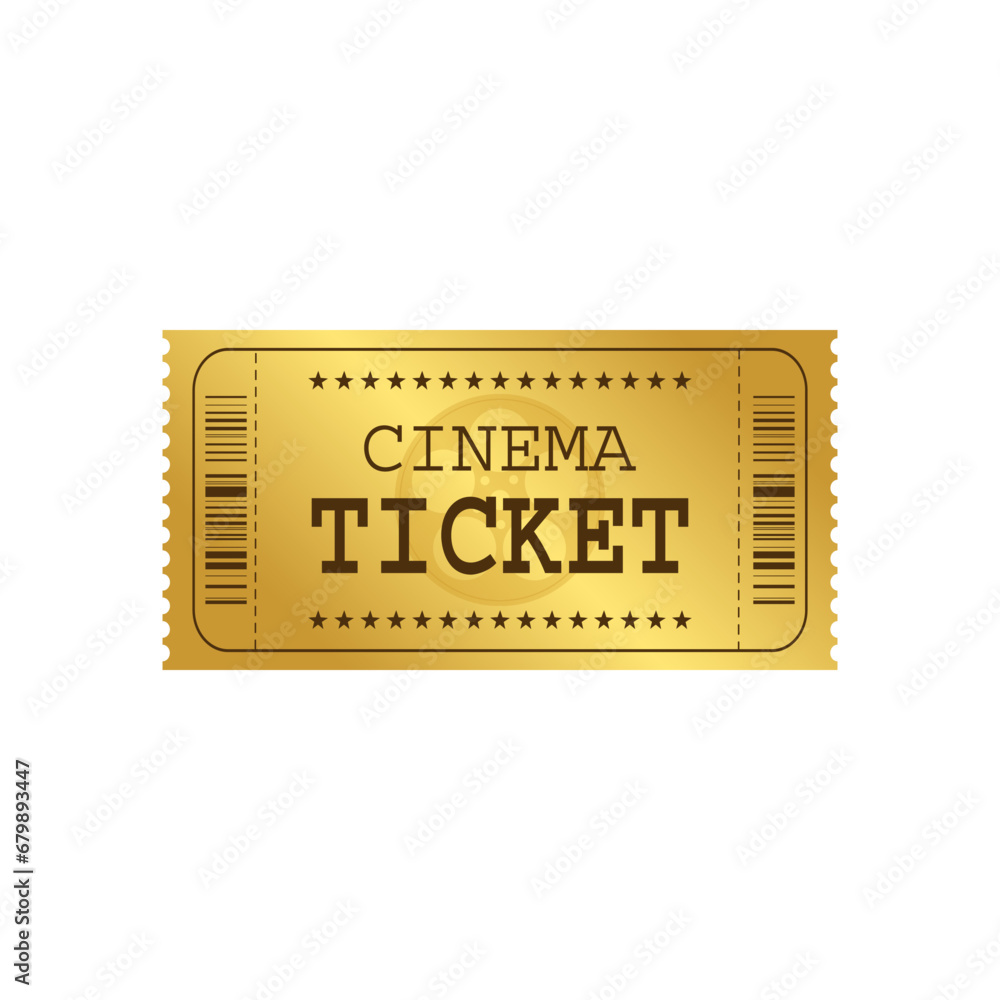 Golden cinema ticket template. Vector illustration Golden cinema ticket template. Vector illustration