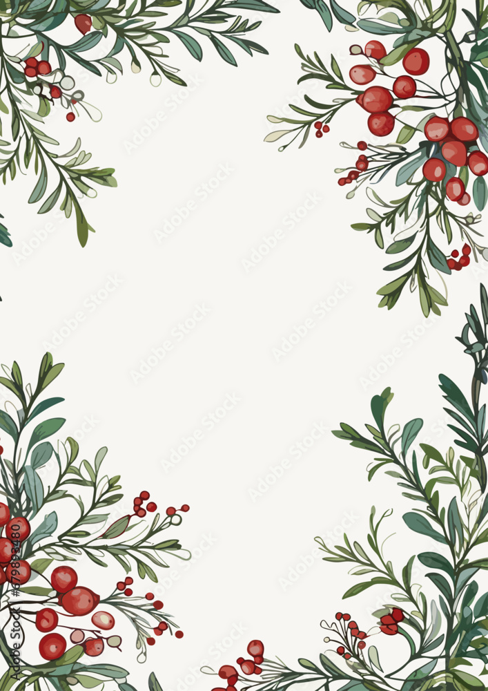 Christmas Pine Branch Floral Frame Card Christmas Pine Branch Floral Frame Card