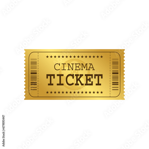 Golden cinema ticket template. Vector illustration