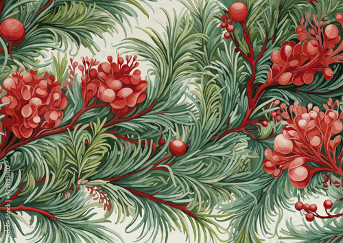 Christmas Pine Branch Holiday Background