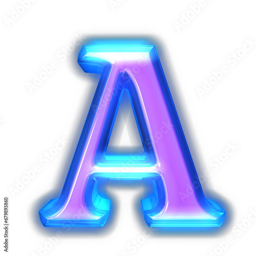 Purple symbol glowing around the edges. letter a