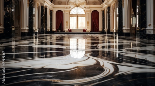 a luxurious marble floor with intricate veining and a glossy finish, radiating opulence and elegance.