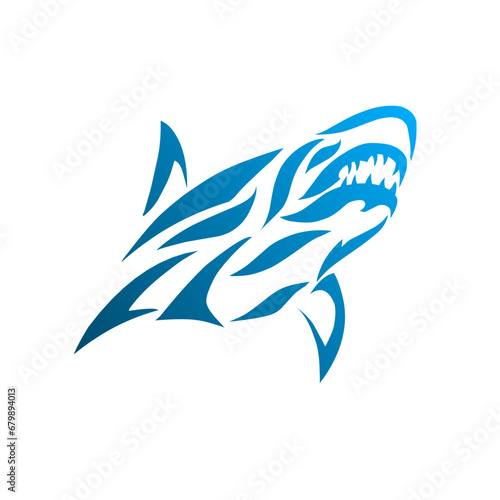 illustration vector graphics of tribal art blue shark tattoo