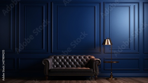 A close-up HD capture of a wall covered in a rich, deep navy blue paint, providing a sense of sophistication and depth to the space.