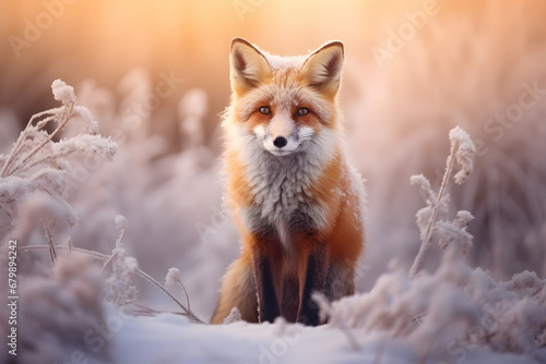 winter fox, arctic fox, nature background