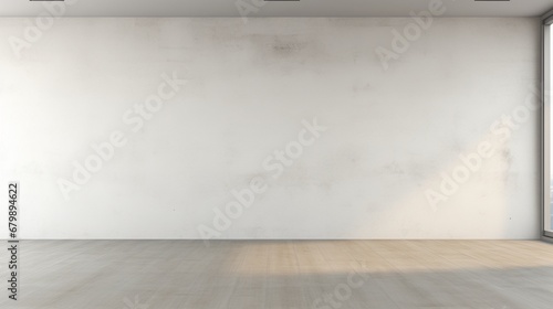 An empty office space with a feature wall devoid of any decor or furnishings, presenting a blank canvas for your logo design. The minimalist ambiance exudes professionalism and elegance.