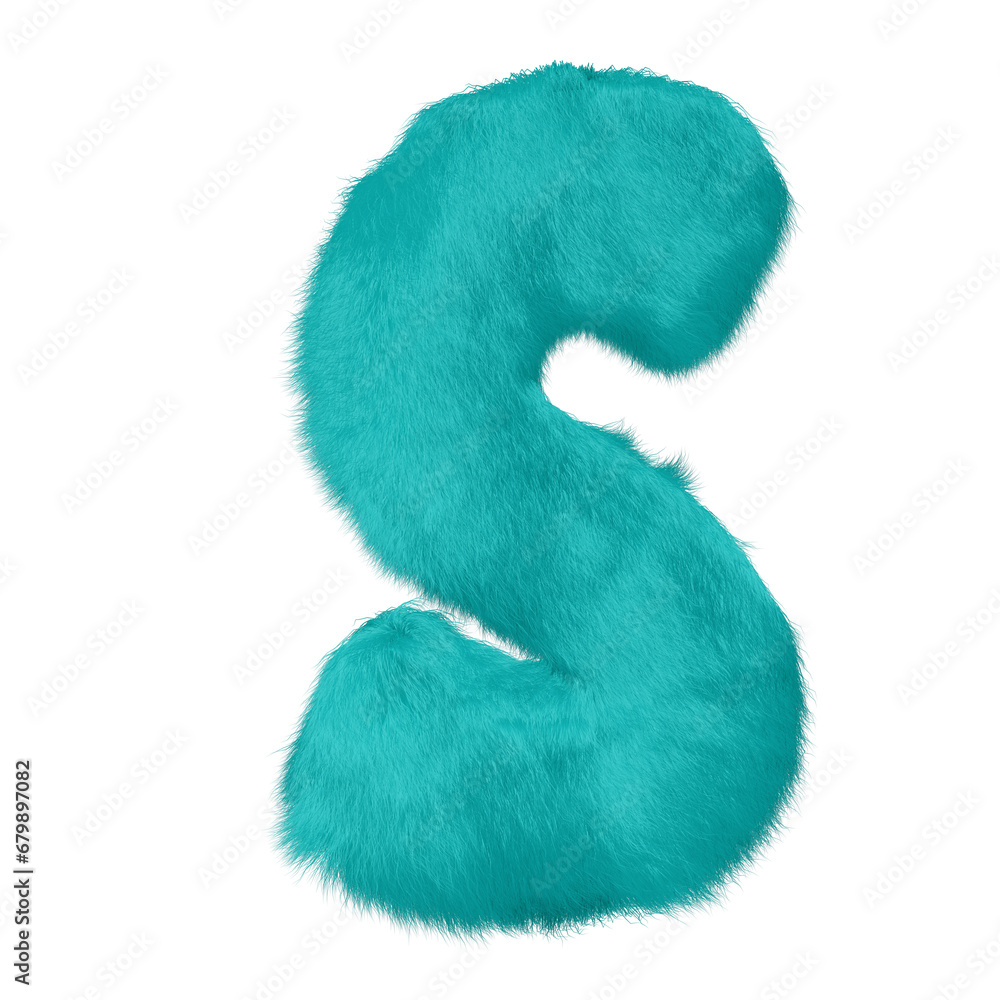 Symbol made of turquoise fur. letter s Symbol made of turquoise fur. letter s