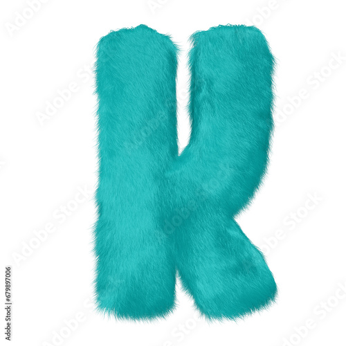 Symbol made of turquoise fur. letter k