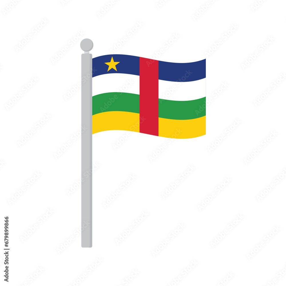 Flag of Central African Republic on flagpole isolated Flag of Central African Republic on flagpole isolated