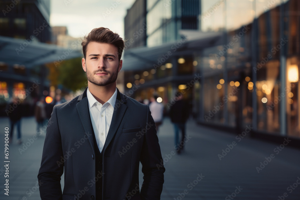 Portrait of a young businessman on the street Portrait of a young businessman on the street