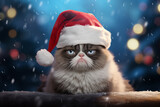 a grumpy cat celebrating the holidays