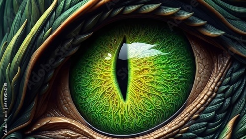 Dragon eye high definition. Extreme close up. 4K - 8K - 12K TV. Generative AI.