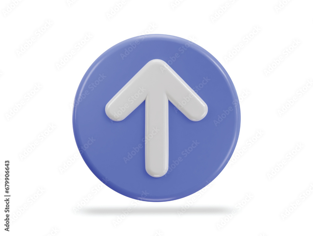 Up arrow icon with circle button 3d vector illustration Up arrow icon with circle button 3d vector illustration