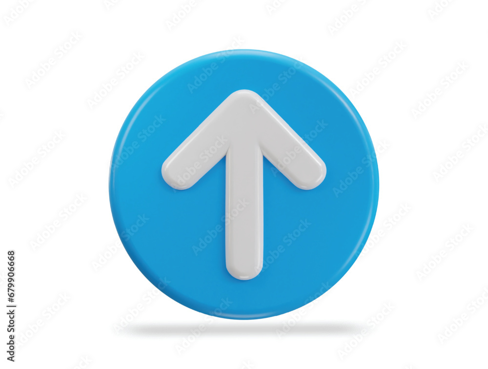 Up arrow icon with circle button 3d vector illustration Up arrow icon with circle button 3d vector illustration