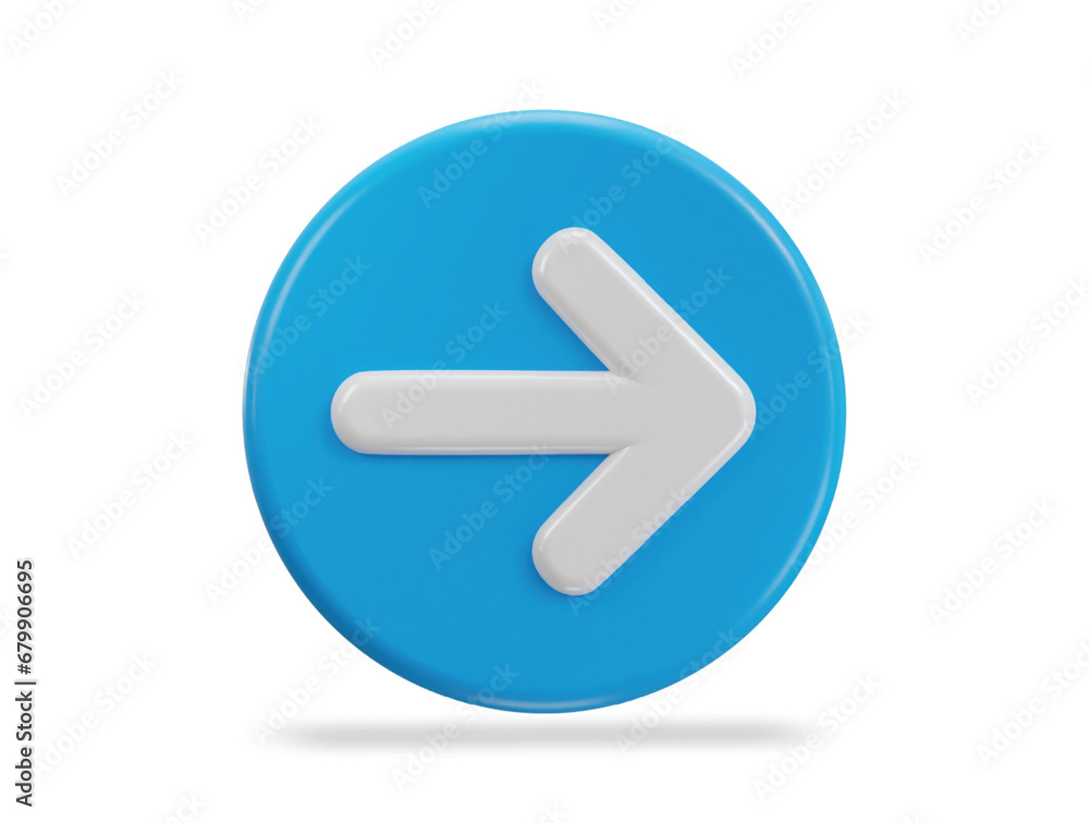 Right arrow icon with circle button 3d vector illustration Right arrow icon with circle button 3d vector illustration