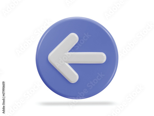 left arrow icon with circle button 3d vector illustration