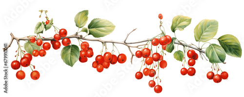 Branch of American bittersweet berries, transparent background (PNG)