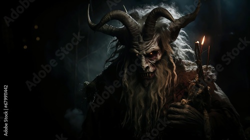 Christmas Krampus demon monster black background