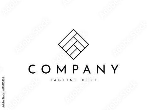 floor parquet tile line logo design
