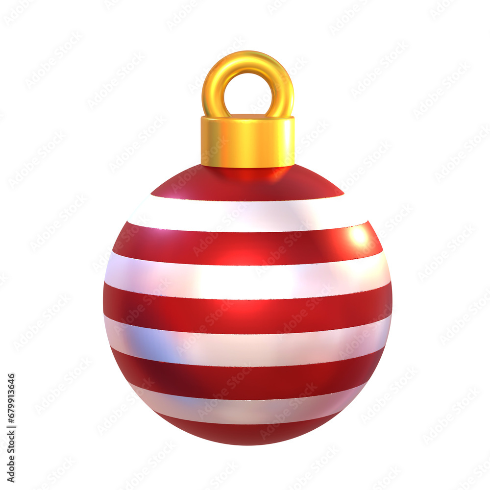 Festive 3D Christmas Ball Icon in Red and White Festive 3D Christmas Ball Icon in Red and White