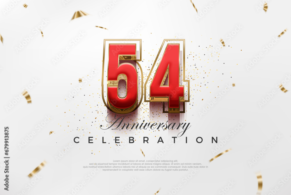 Obraz premium Modern vector 54th anniversary design. with modern luxury design concept. Premium vector background for greeting and celebration.