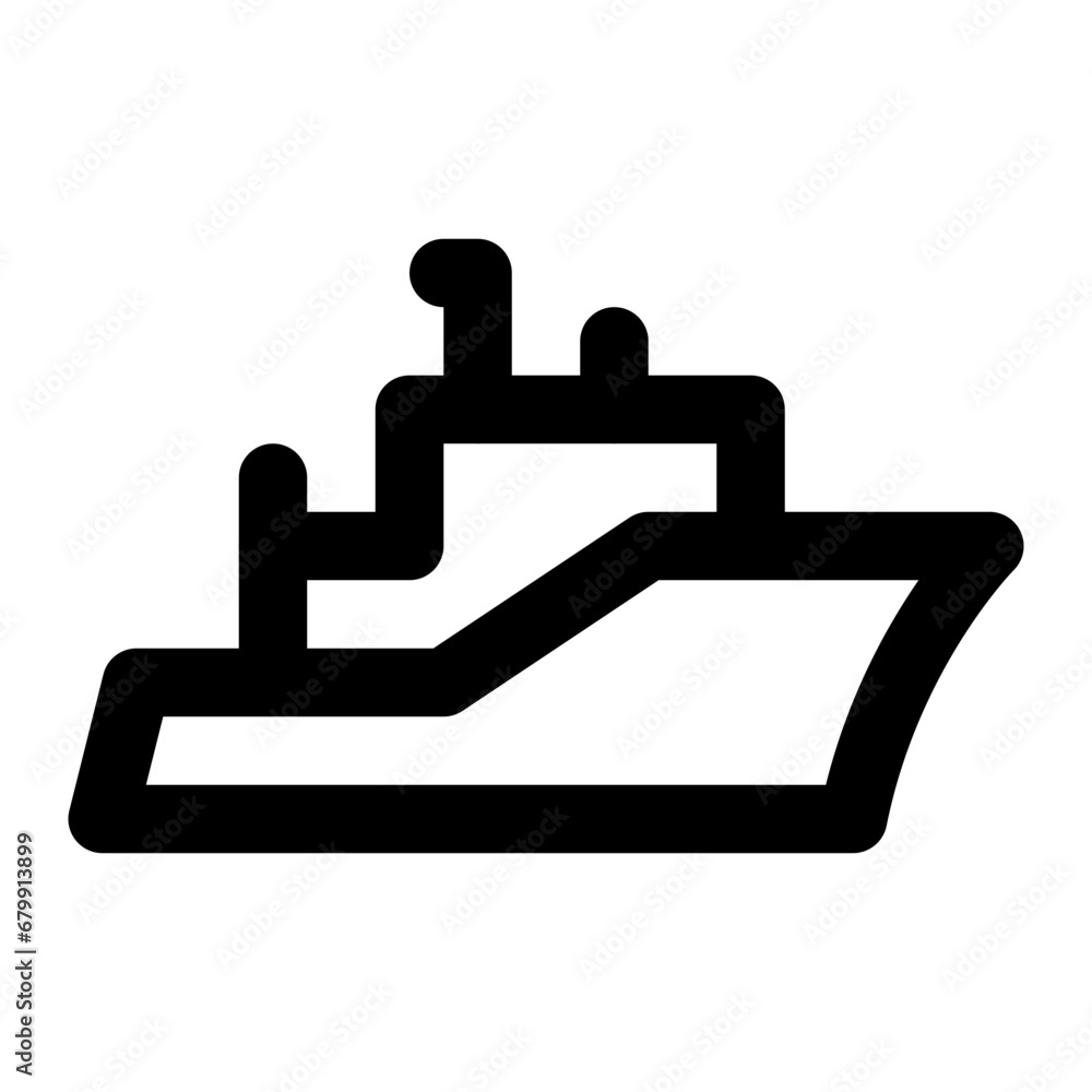 Ship icon with outline style. Ship icon with outline style.