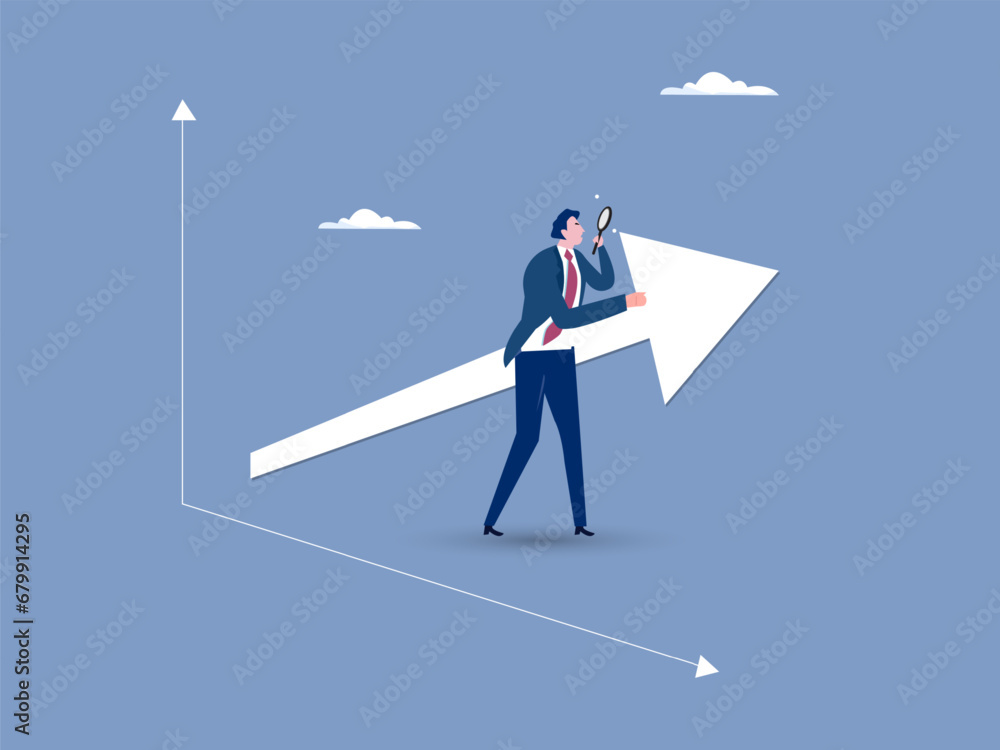 Business growth vector concept with up arrow graph and businessman symbol, symbol of success. Academic achievement vector illustration
