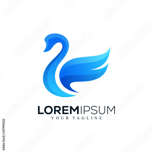 Abstract colorful swan logo design photo