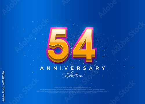 Simple and modern design for the 54th anniversary celebration. with an elegant blue background color.