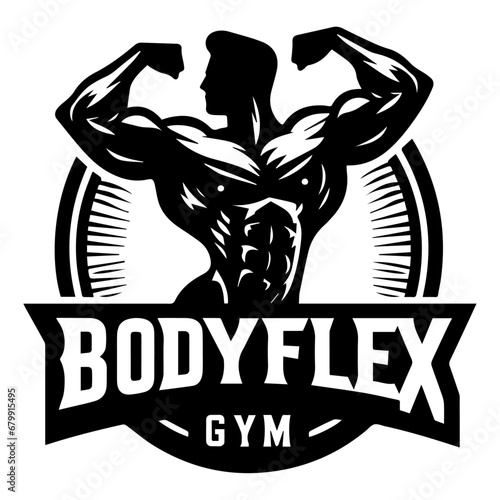 Gym Logo Vector Illustration silhouette black color, bodyflex gym vector silhouette