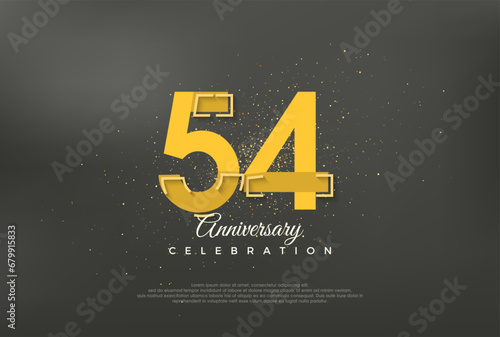 Anniversary number modern, premium vector background for 54th anniversary. Premium vector for poster, banner, celebration greeting.