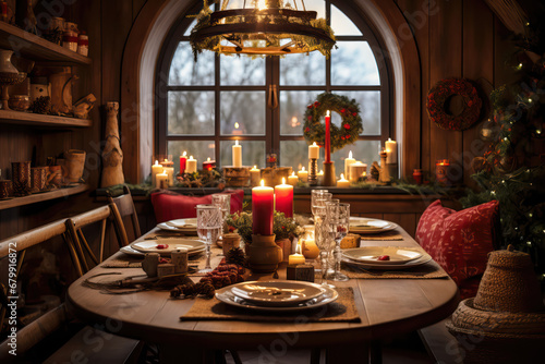 Kitchen Table Set and Decorated for Christmas  © LifeGemz
