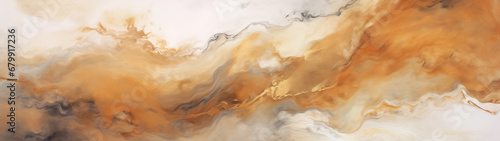 Marble pattern with a flowing feel of black, gold, white and brown, 32:9 ratio