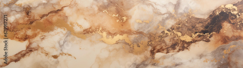 Marble pattern with a flowing feel of black, gold, white and brown, 32:9 ratio
