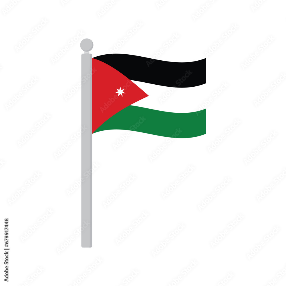 Flag of Jordan on flagpole isolated Flag of Jordan on flagpole isolated