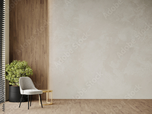 Light beige living room - modern interior hall and furniture design. Mockup for art - ivory taupe empty texture plaster microcement wall. Luxury premium nude accent lounge reception. 3d render