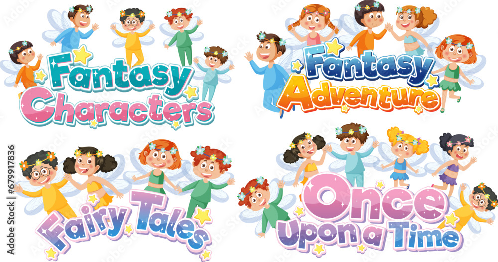 Fantasy Fairy Characters in Group Illustration Fantasy Fairy Characters in Group Illustration