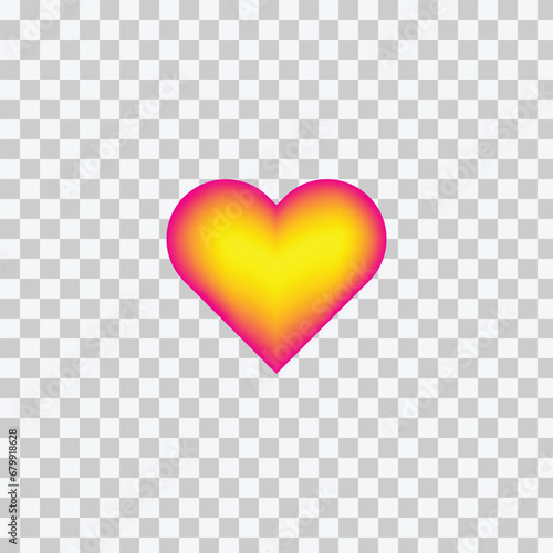 pink yellow gradient heart vector.