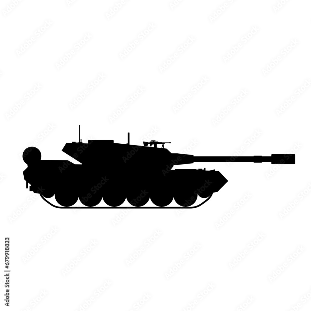 Military tank silhouette vector. Military vehicle silhouette for icon, symbol or sign. Armored tank symbol for military, war, conflict and attack