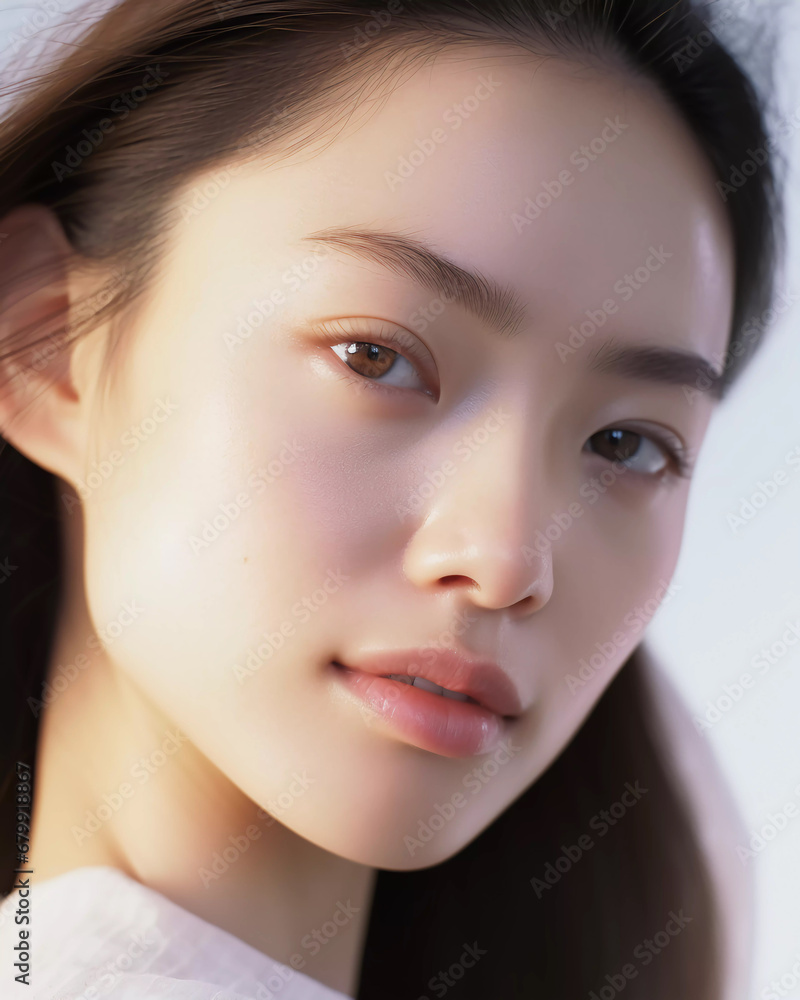 Portrait of beauty asian woman natural glow skin facial closeup Portrait of beauty asian woman natural glow skin facial closeup