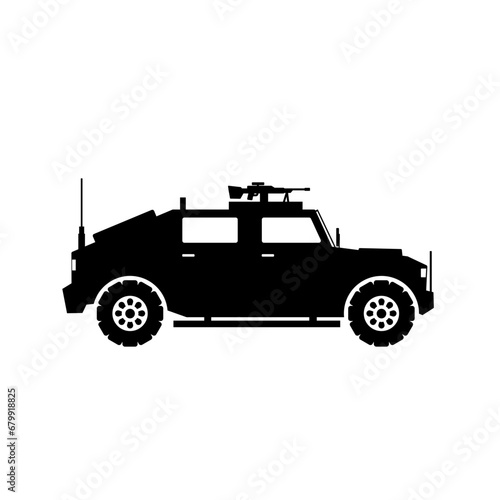 Light utility vehicle silhouette vector. Military vehicle silhouette for icon, symbol or sign. Armored vehicle symbol for military, war, conflict and patrol