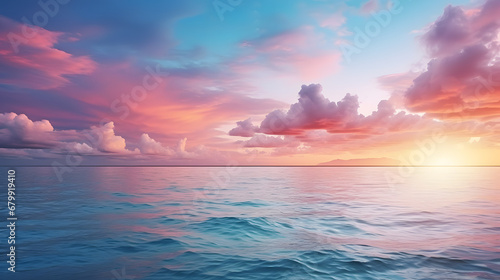 sunset view ocean sea summer, soft blur wave texture, cloud sky background, sunrise spring summer theme wallpaper