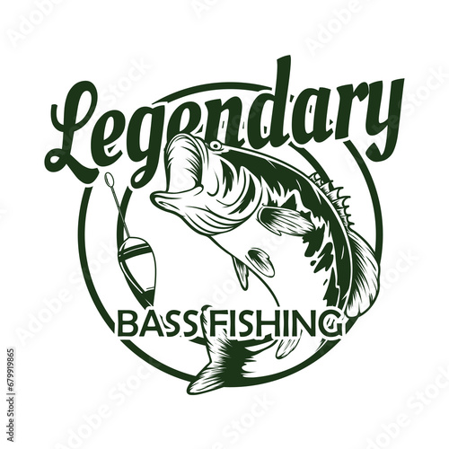 legendary bass fishing logo concept