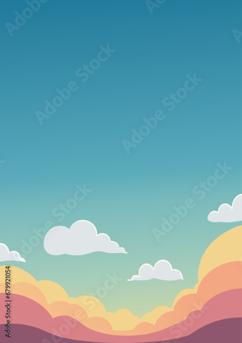 Fototapeta Naklejka Na Ścianę i Meble -  空と雲のポスター・カード・背景のイラスト素材
