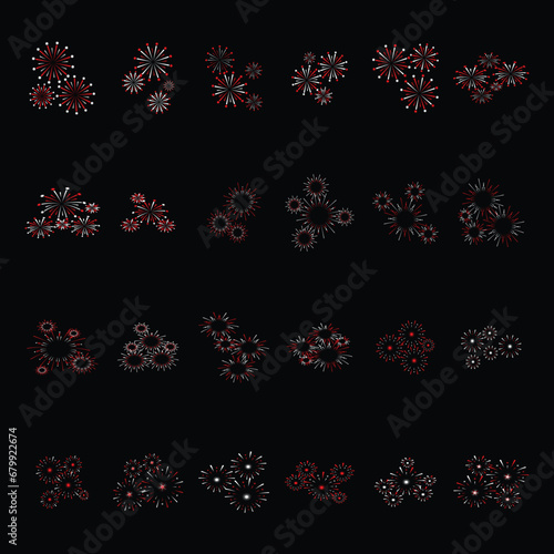 Fireworks celebrate holidays in Hong Kong. Colorful fireworks isolated on black background photo