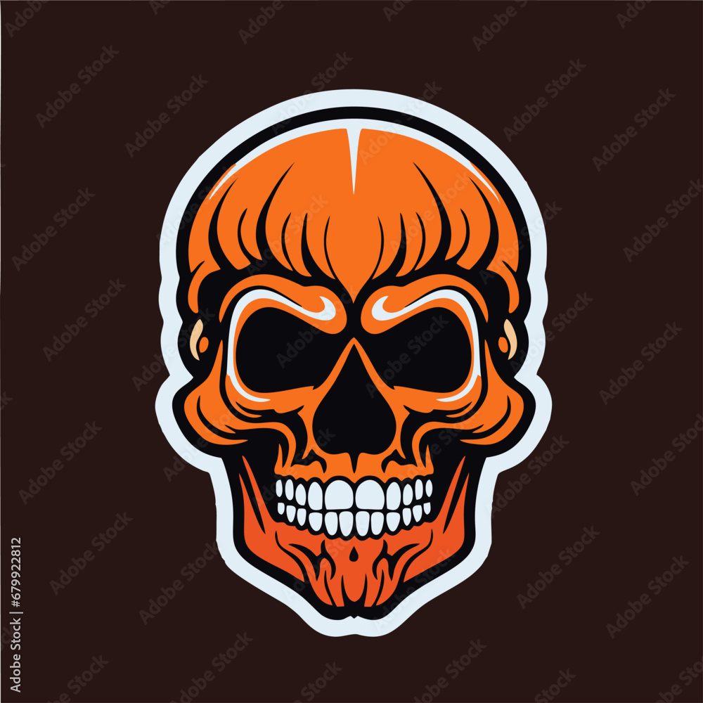 gangster orange Skull Vector Isolated on Black Background