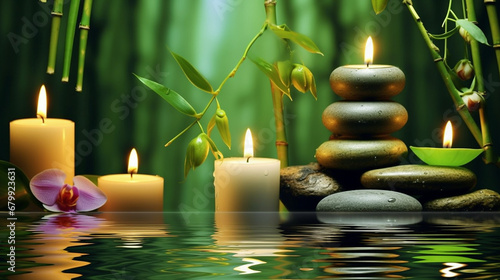 zen stones and candle