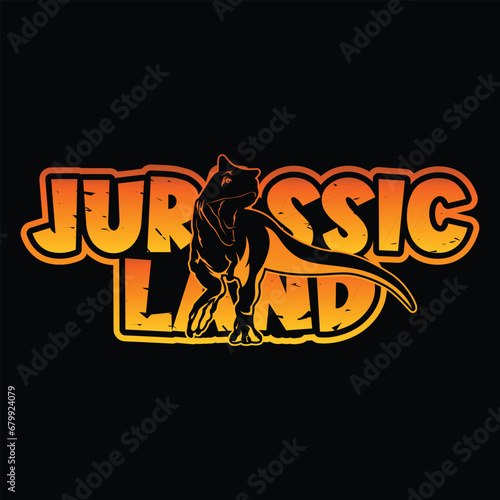 Jurassic Land Dinosaur Silhouette Logotype for T Shirt Print